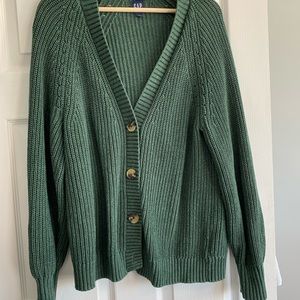 Forest green Gap button-up knit cardigan
